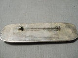 Native American Superior Vintage Morengo Sterling Silver Blue Gem Turquoise Pin-Nativo Arts