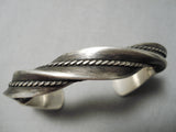 Museum Twisted Sterling Silver Navajo Native American Bracelet-Nativo Arts