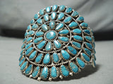 Huge Native American Navajo Blue Diamond Turquoise Sterling Silver Bracelet-Nativo Arts