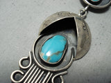 One Of The Best Vintage Native American Navajo Bisbee Turquoise Sterling Silver Necklace-Nativo Arts
