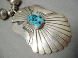 Opulent Vintage Native American Navajo Turquoise Sterling Silver Tubule Necklace-Nativo Arts