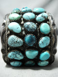 One Of The Best Vintage Native American Navajo Turquoise Wide Sterling Silver Bracelet Old-Nativo Arts