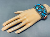 Opulent Vintage Native American Navajo Morenci Turquoise Sterling Silver Bracelet-Nativo Arts