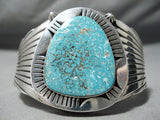 Dramatic Native American Navajo Pilot Mountain Turquoise Sterling Silver Bracelet-Nativo Arts
