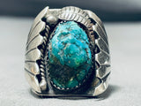 31 Grams Hefty Mens Vintage Native American Navajo Turquoise Sterling Silver Ring Old-Nativo Arts