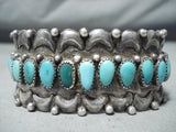 Outstanding Vintage Native American Navajo Turquoise Sterling Silver Bracelet Old-Nativo Arts