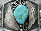 One Of The Biggest Best Vintage Native American Navajo Turquoise Sterling Silver Clasp Bracelet-Nativo Arts