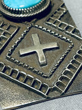 Important Tom Jackson Native American Navajo Turquoise Sterling Silver Geomtric Pendant-Nativo Arts