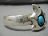 Amazing Vintage Native American Navajo Bear Turquoise Sterling Silver Bracelet-Nativo Arts