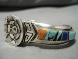 One Of Best Vintage Native American Navajo Calvin Begay Turquoise Sterling Silver Inlay Bracelet-Nativo Arts