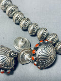 Best Native American Navajo 182 Gram Coral Sterling Silver Bead Necklace-Nativo Arts