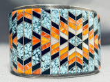 One Of The Most Intricate Ever Vintage Native American Navajo Turquoise Sterling Silver Bracelet-Nativo Arts