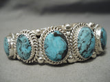 Incredible Vintage Native American Navajo Blie Diamond Turquoise Sterling Silver Bracelet Ring-Nativo Arts