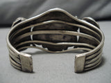 Museum Quality Vintage Native American Navajo Turquoise Cluster Sterling Silver Bracelet Old-Nativo Arts