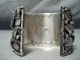Heavy Huge Native American Navajo Buffalo Turquoise Sterling Silver Bracelet- 200 Grams!-Nativo Arts
