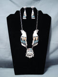 Striking Vintage Native American Zuni Turquoise Sterling Silver Necklace & Earring Set-Nativo Arts