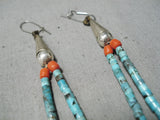 One Of The Best Vintage Native American Navajo Turquoise Sterling Silver Jacla Earrings Old-Nativo Arts