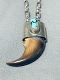 Powerful Vintage Native American Navajo Turquoise Sterling Silver Necklace-Nativo Arts