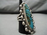Breathtaking Vintage Native American Navajo Pilot M Turquoise Sterling Silver Ring-Nativo Arts