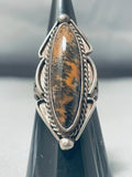 Remarkable Vintage Native American Navajo Petrified Wood Sterling Silver Ring-Nativo Arts