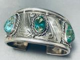 Handmade Wings Vintage Native American Navajo Green Turquoise Sterling Silver Bracelet-Nativo Arts