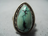 Superior Vintage Native American Navajo Damale Turquoise Sterling Silver Ring Old-Nativo Arts