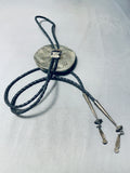 Hand Carved Massive Old Eagle Vintage Native American Navajo Sterling Silver Bolo Tie-Nativo Arts