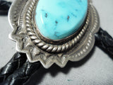 Exceptional Vintage Native American Navajo Sleeping Beauty Turquoise Sterling Silver Bolo Old-Nativo Arts