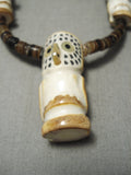 Detailed!! Vintage Zuni/ Navajo Hand Carved Owl Sterling Silver Necklace-Nativo Arts