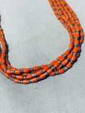 One Of The Most Beautiful Native American Navajo Tubed Coral Sterling Silver Heishi Necklace-Nativo Arts