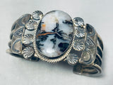 Master Of Silver Work Vintage Native American Navajo Petrified Wood Sterling Bracelet-Nativo Arts
