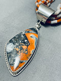 The Best Native American Navajo Orange Coral Poppy Jasper Sterling Silver Necklace-Nativo Arts