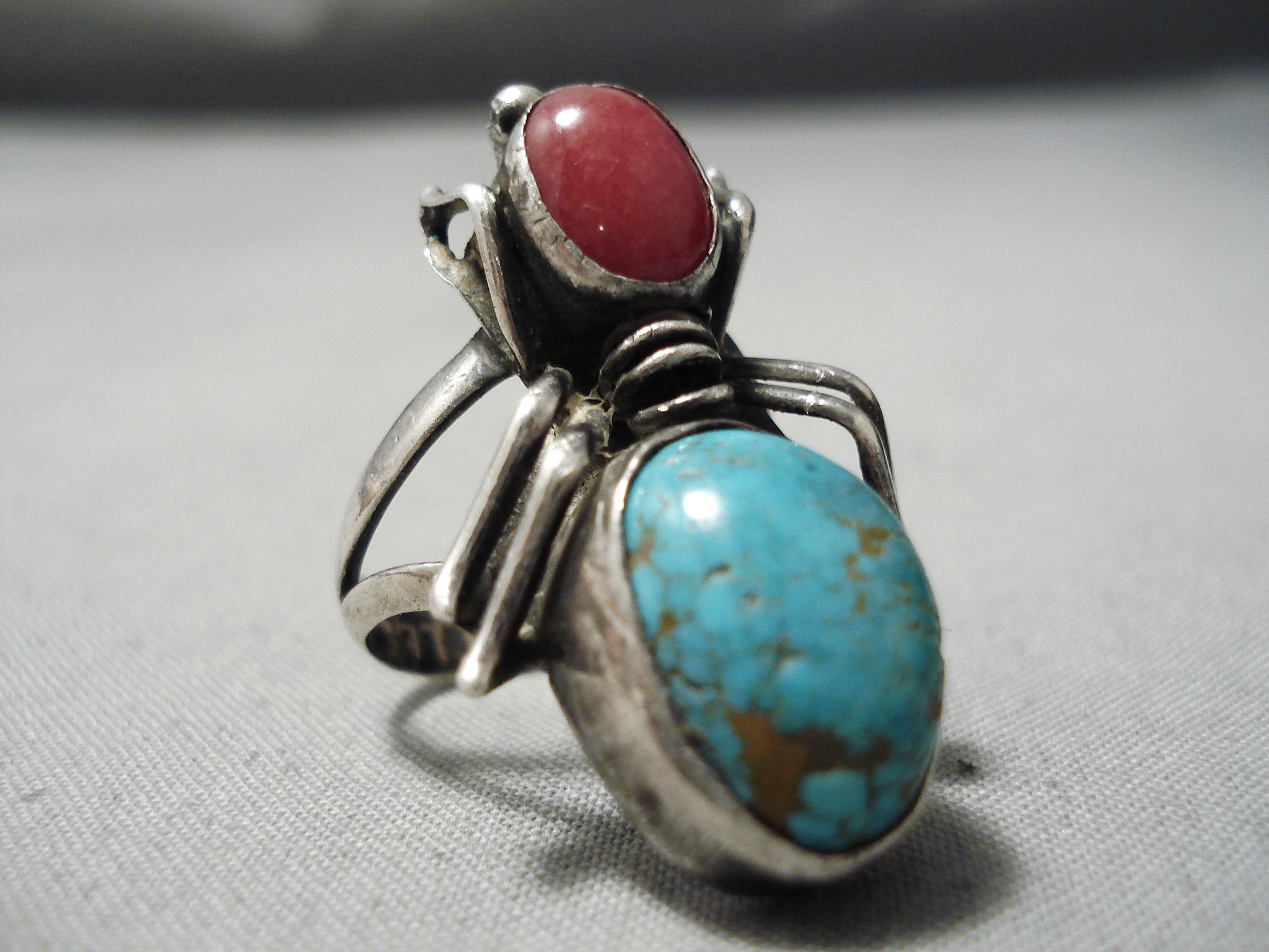 Detailed!! Vintage Native American Navajo Bug Turquoise Coral Sterling – Nativo  Arts