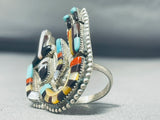 One Of The Best Vintage Native American Zuni Turquoise Rainbowman Sterling Silver Ring-Nativo Arts