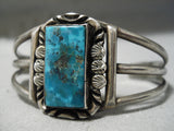 Stunning Vintage Native American Navajo Pilot Mountain Turquoise Sterling Silver Bracelet Old-Nativo Arts