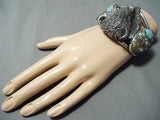 Heavy San Felipe 8 Turquoise Sterling Silver Buffalo Bracelet-Nativo Arts