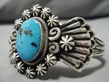 Striking Vintage Native American Navajo Bisbee Turquoise Martinez Sterling Silver Bracelet-Nativo Arts