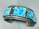 Opulent Vintage Native American Navajo Squared Turquoise Sterling Silver Bracelet-Nativo Arts