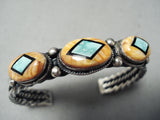 Heavy Twist Coil Vintage Native American Navajo Turquoise Shell Sterling Silver Bracelet-Nativo Arts