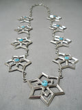 Important Vintage Native American Navajo Betsoi Family Turquoise Sterling Silver Necklace-Nativo Arts
