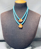 Native American Captivating Vintage Santo Domingo Kingman Turquoise Shell Necklace-Nativo Arts