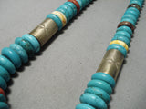 Colossal Vintage Native American Navajo Sterling Silver Turquoise Bead Necklace Old-Nativo Arts