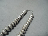 Hand Tooled Vintage Native American Navajo Sterling Silver Bead Necklace Old-Nativo Arts