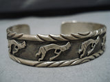 Astonishing Vintage Native American Navajo Francis Sterling Silver Kokopelli Bracelet Old-Nativo Arts