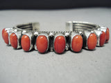 Incredible Native American Navajo Domed Coral Wrap Around Coil Sterling Silver Bracelet-Nativo Arts