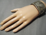 Huge Vintage Native American Navajo Dancing Kokopelli Sterling Silver Bracelet Old-Nativo Arts
