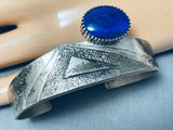 Quality Vintage Native American Navajo Lapis Sterling Silver Geometric Bracelet-Nativo Arts