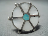 Beautiful Vintage Zuni Mother Of Pearl Sterling Silver Ring Native American Old-Nativo Arts