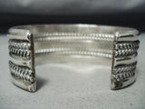 Heavy Vintage Native American Navajo Squared Turquoise Sterling Silver Bracelet-Nativo Arts