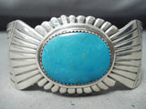 Phenomenal Vintage Native American Navajo Blue Gem Turquoise Sterling Silver Bracelet-Nativo Arts
